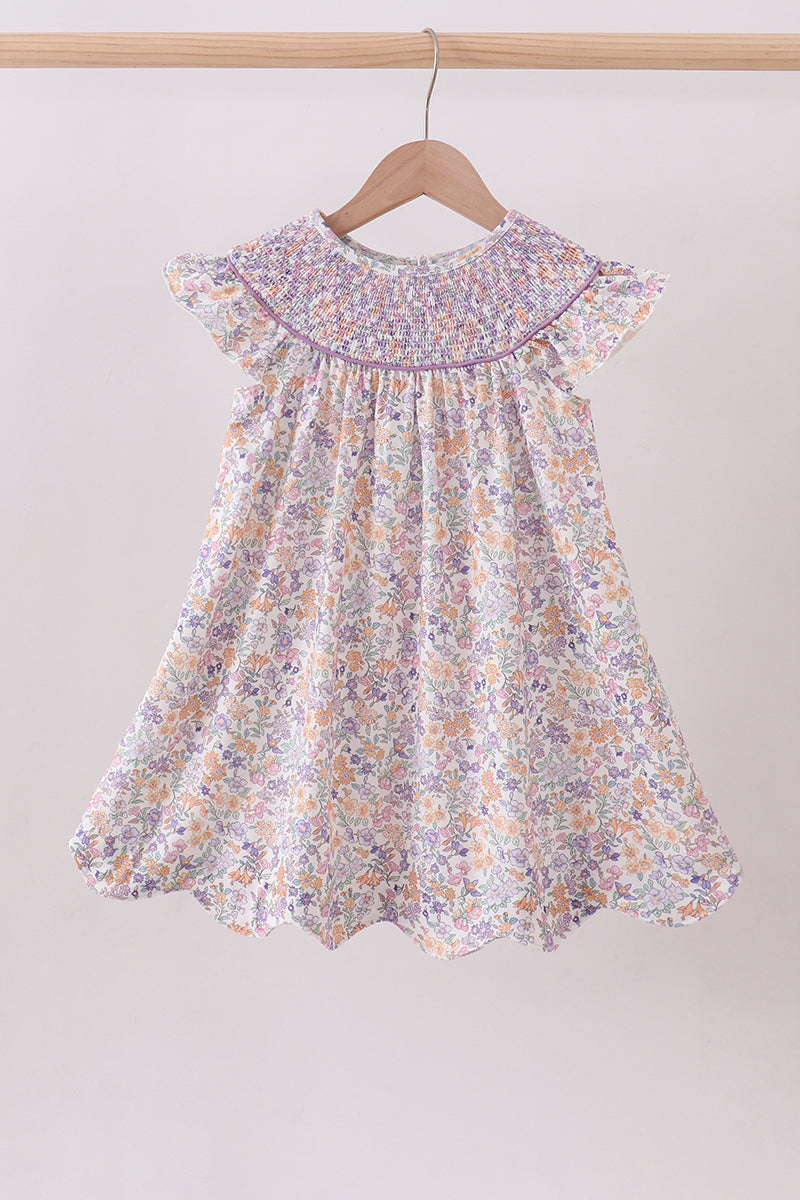 Purple Floral Smocked Dress | Baby Girl Boutique Dress | Sweet Floral Smocked Dress for Toddlers & Girls
