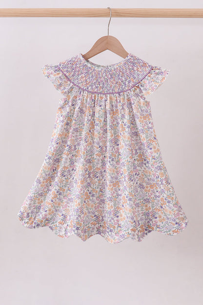 Purple Floral Smocked Dress | Baby Girl Boutique Dress | Sweet Floral Smocked Dress for Toddlers & Girls