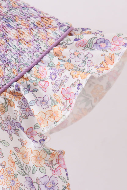 Purple Floral Smocked Dress | Baby Girl Boutique Dress | Sweet Floral Smocked Dress for Toddlers & Girls
