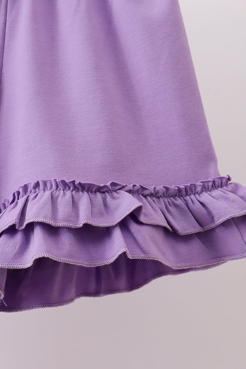 Purple Rose Bow Smocked Ruffle Shorts Set | Baby Girl Boutique Outfit | Floral Smocked Top & Shorts Set