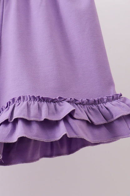 Purple Rose Bow Smocked Ruffle Shorts Set | Baby Girl Boutique Outfit | Floral Smocked Top & Shorts Set