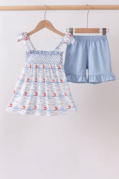 Sailor Dreams Sailboat Smocked Set