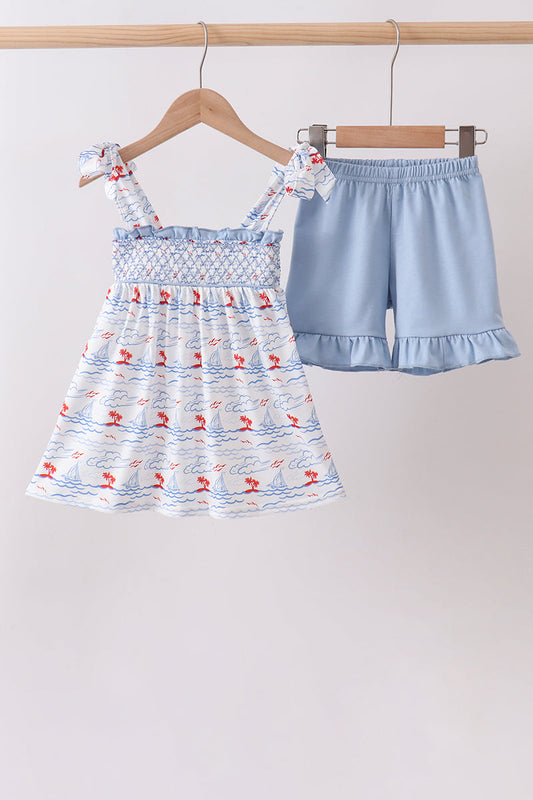 Sailor Dreams Sailboat Smocked Set