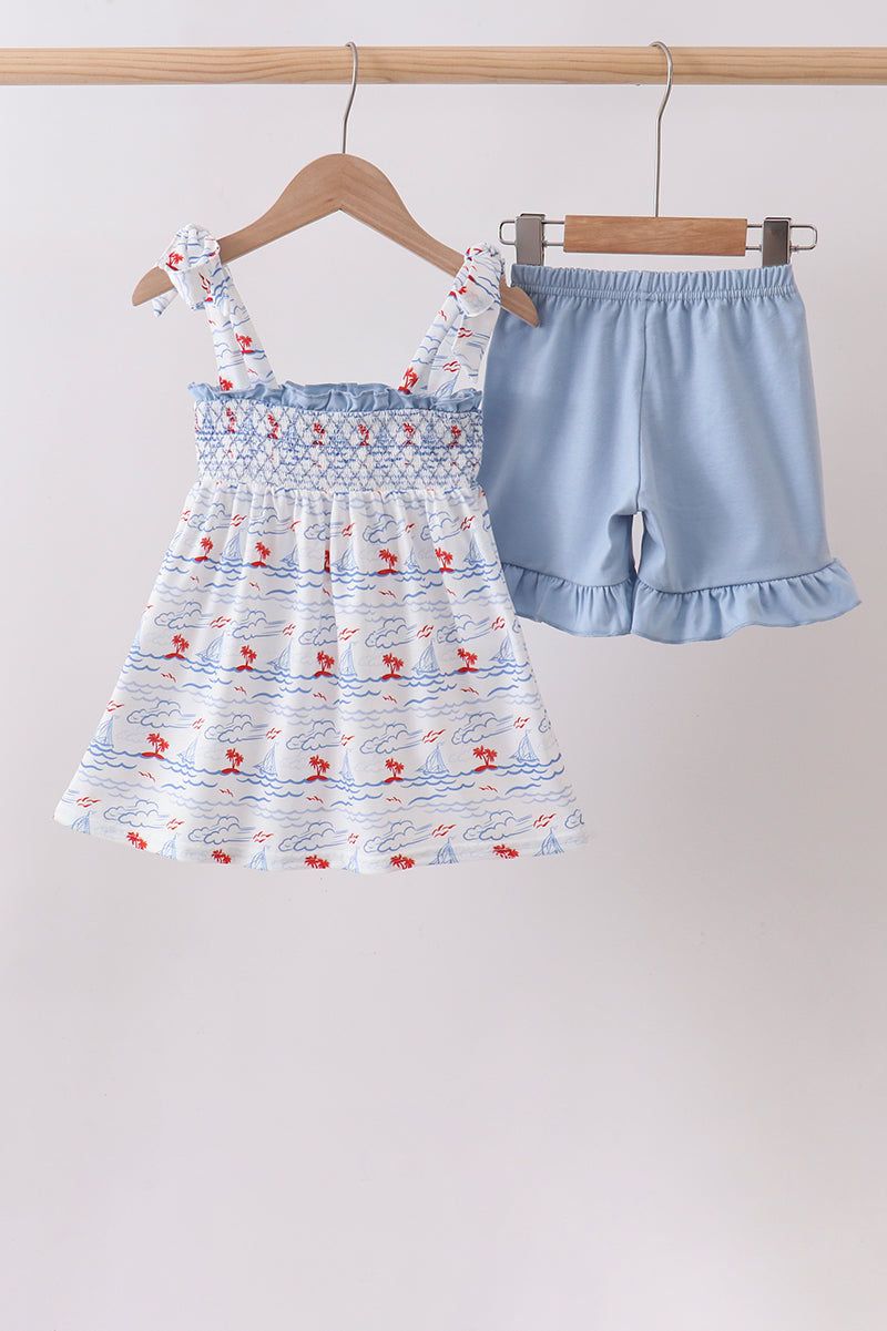 Sailor Dreams Sailboat Smocked Set