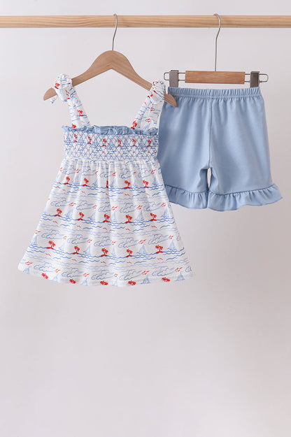 Sailor Dreams Sailboat Smocked Set