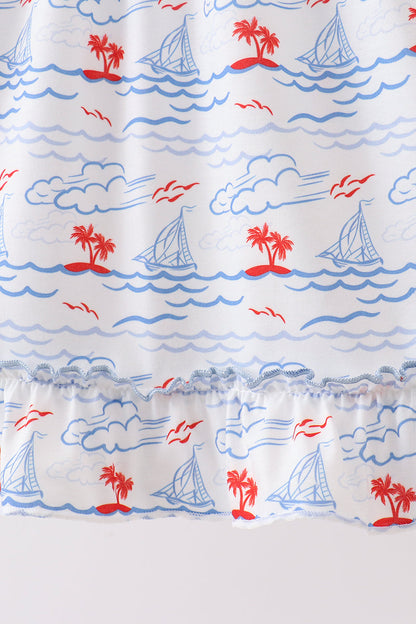 Sailors Dreams Sailboat Smocked Dress