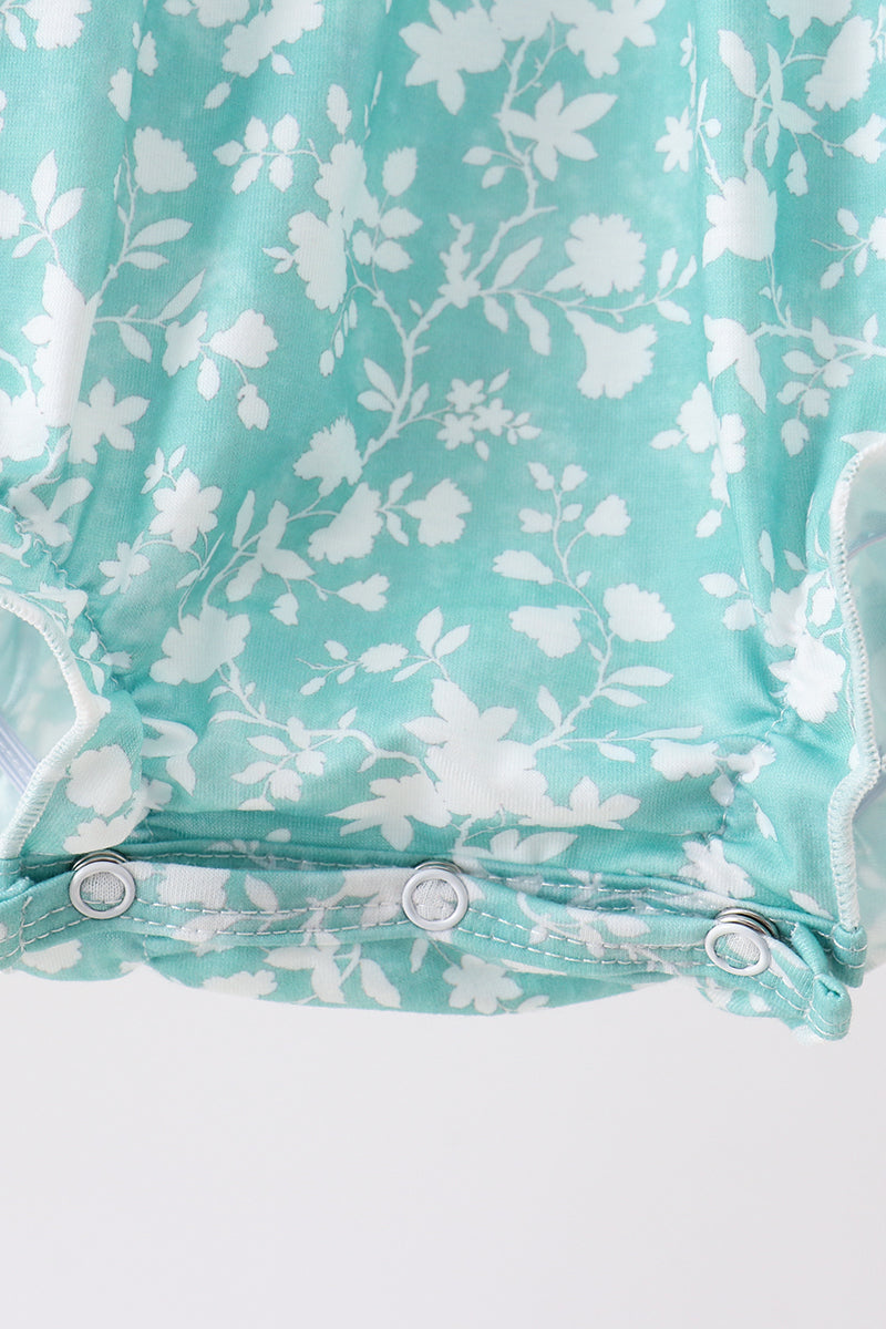 Sage Floral Smocked Bubble Romper | Baby Girl Boutique Outfit | Floral Smocked Bubble Romper for Toddlers