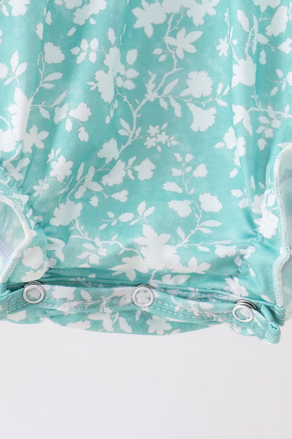 Sage Floral Smocked Bubble Romper | Baby Girl Boutique Outfit | Floral Smocked Bubble Romper for Toddlers