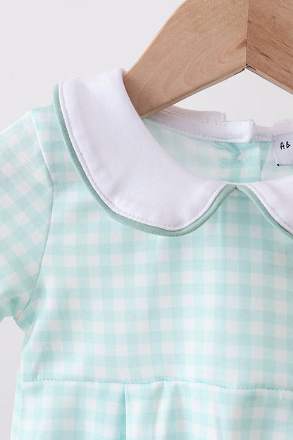 Sage Plaid Bubble Romper | Baby Girl Plaid Outfit | Boutique Smocked Style Fall & Holiday Baby Clothing