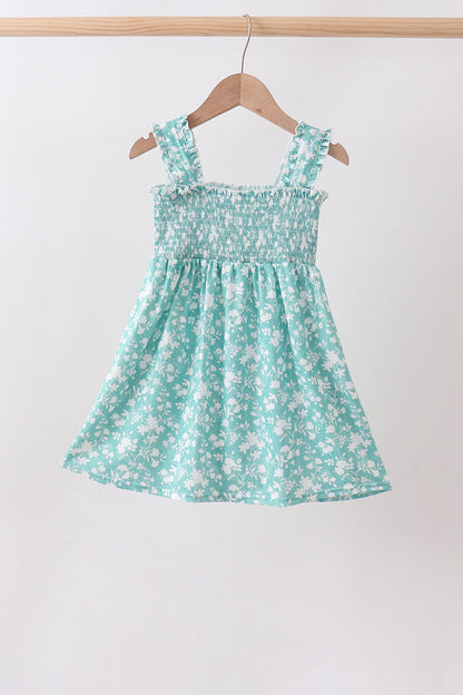 Sage Floral Smocked Dress | Baby Girl Boutique Dress | Soft Floral Summer Outfit for Toddlers & Girls
