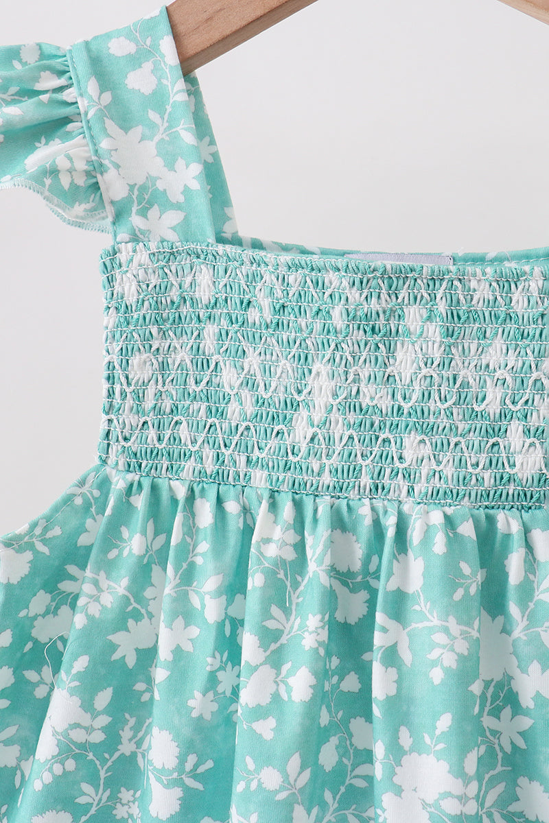 Sage Floral Smocked Set | Baby Girl Boutique Outfit | Floral Smocked Top & Bottom Set for Toddlers