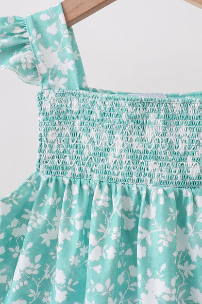 Sage Floral Smocked Set | Baby Girl Boutique Outfit | Floral Smocked Top & Bottom Set for Toddlers