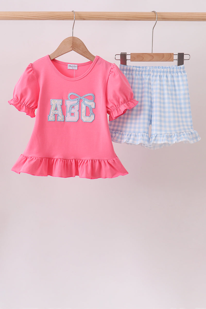 🎀📚 Pink ABC Appliqué Set | Back to School Girls Outfit ✨