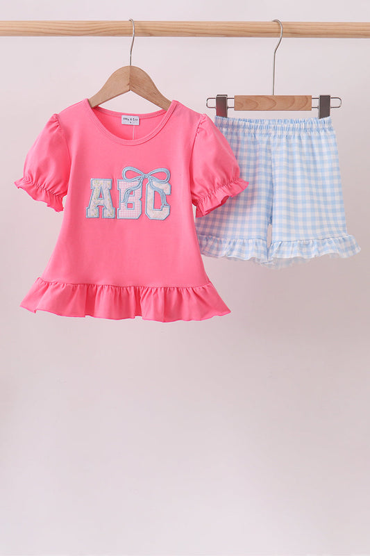 🎀📚 Pink ABC Appliqué Set | Back to School Girls Outfit ✨