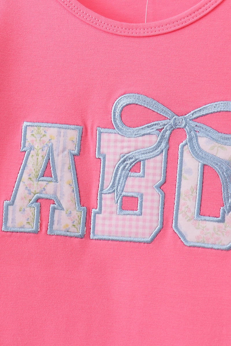 🎀📚 Pink ABC Appliqué Set | Back to School Girls Outfit ✨