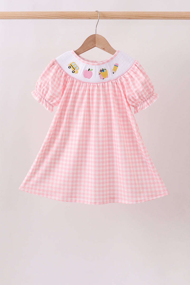 🍎🚌 Pink Apple Bus Smocked Dress | Back to School Girls Outfit ✨