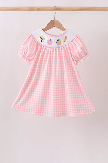 🍎🚌 Pink Apple Bus Smocked Dress | Back to School Girls Outfit ✨