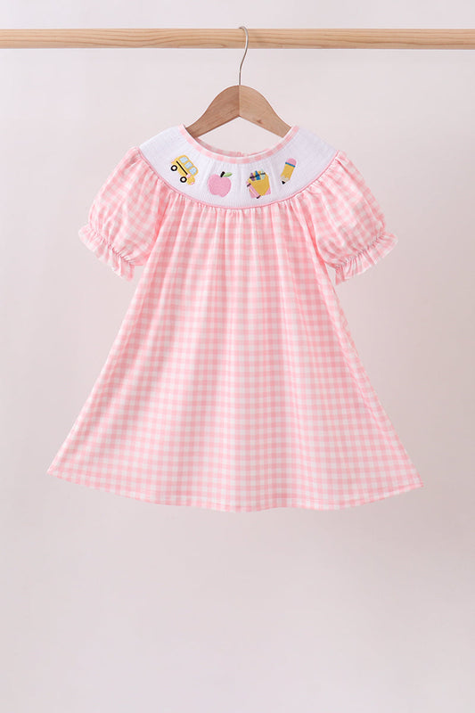 🍎🚌 Pink Apple Bus Smocked Dress | Back to School Girls Outfit ✨