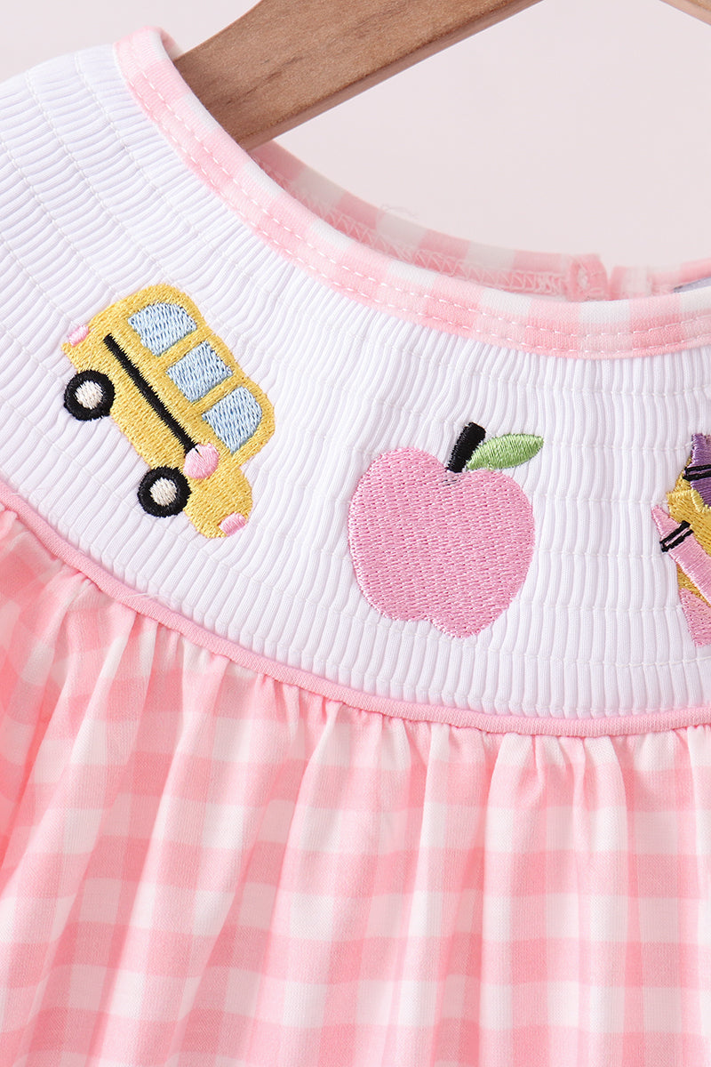 🍎🚌 Pink Apple Bus Smocked Dress | Back to School Girls Outfit ✨