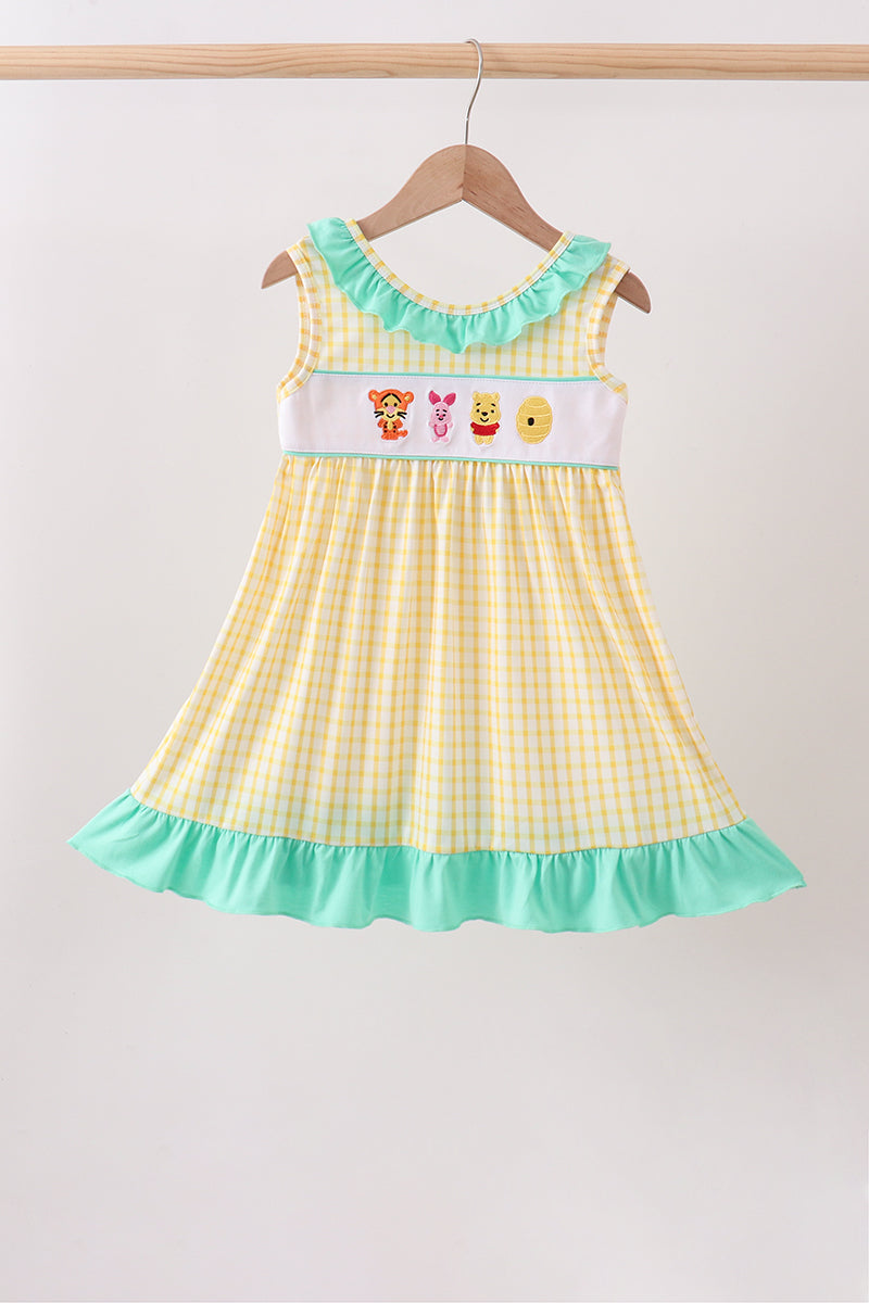 🐻🍯 Mustard Honey Bear Embroidered Dress | Sweet Little Bear Girl Outfit ✨