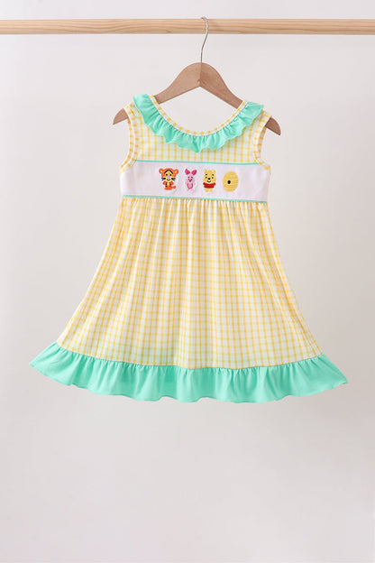 🐻🍯 Mustard Honey Bear Embroidered Dress | Sweet Little Bear Girl Outfit ✨