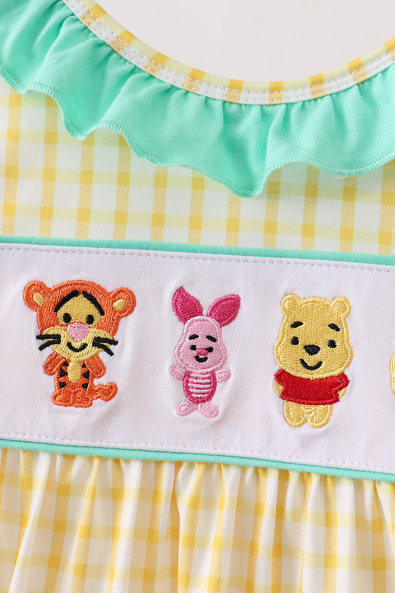 🐻🍯 Mustard Honey Bear Embroidered Dress | Sweet Little Bear Girl Outfit ✨