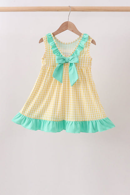 🐻🍯 Mustard Honey Bear Embroidered Dress | Sweet Little Bear Girl Outfit ✨
