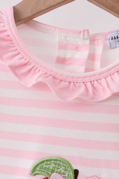 🍎📚 Pink Stripe Apple & Book Appliqué Dress | Back to School Girls Outfit ✨