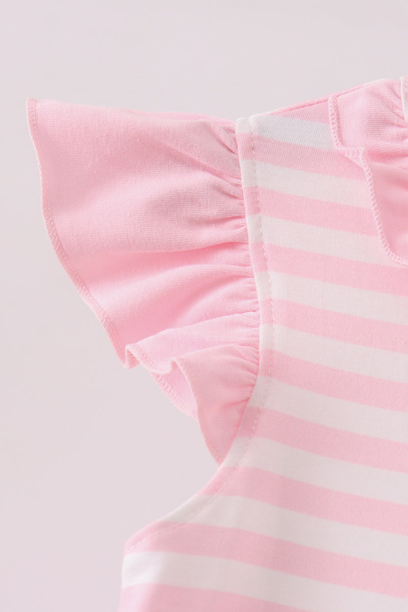 🍎📚 Pink Stripe Apple & Book Appliqué Dress | Back to School Girls Outfit ✨