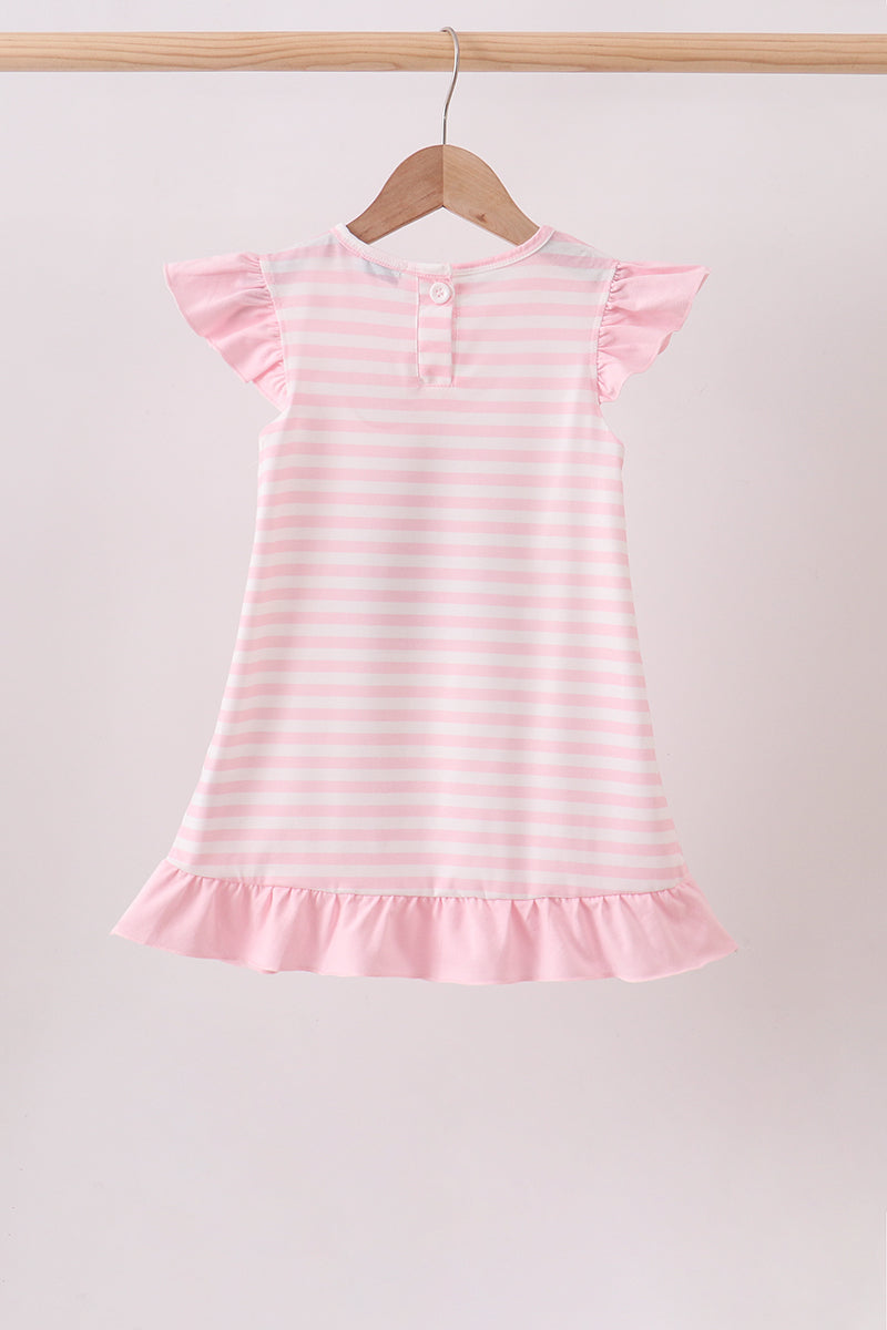 🍎📚 Pink Stripe Apple & Book Appliqué Dress | Back to School Girls Outfit ✨