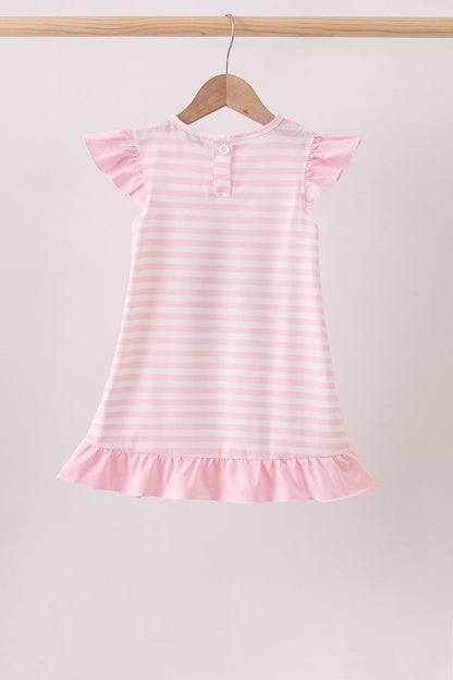 🍎📚 Pink Stripe Apple & Book Appliqué Dress | Back to School Girls Outfit ✨
