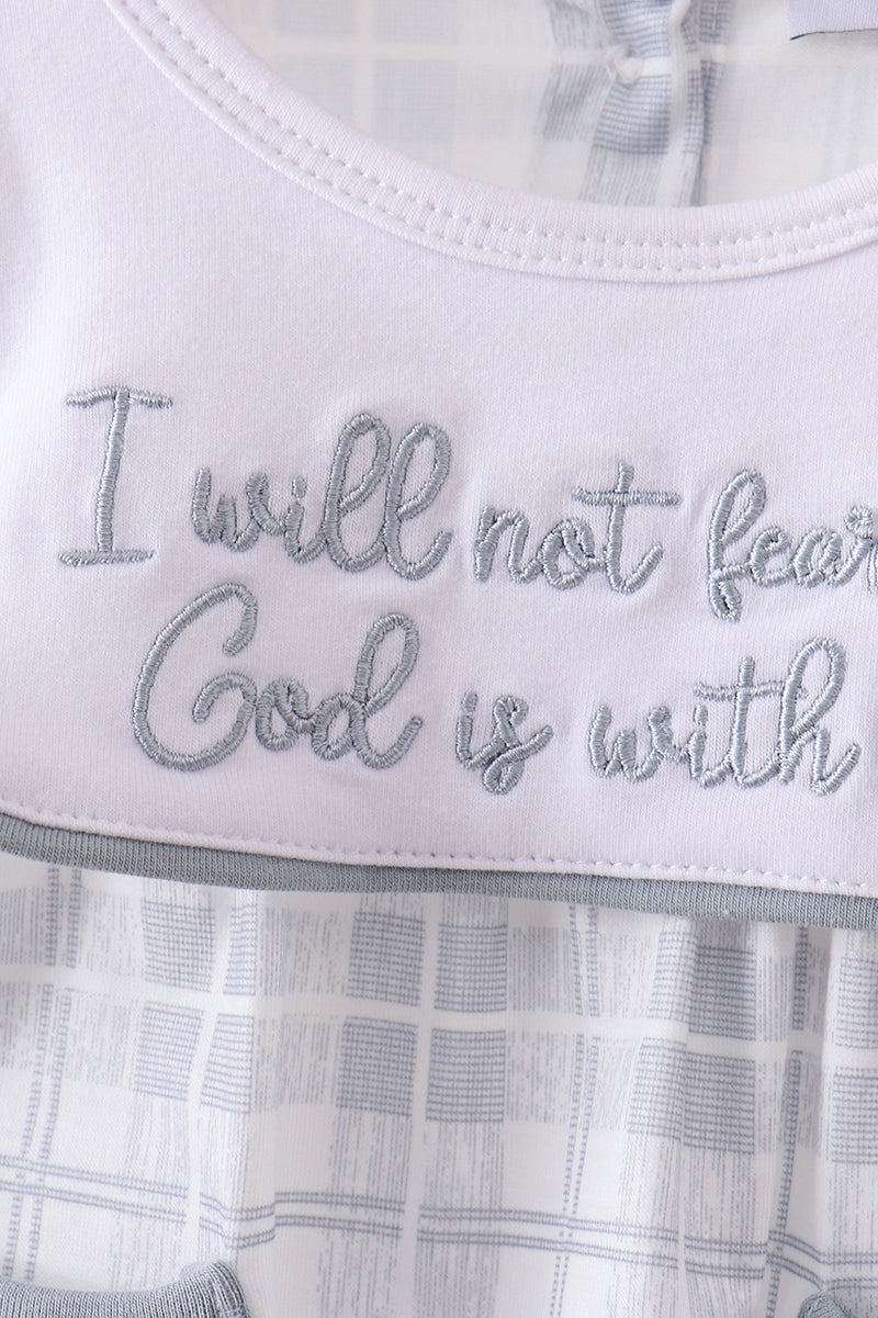 ✨ Blue Faith Quote Embroidered Bubble Romper | Little Blessing Baby Outfit ✨