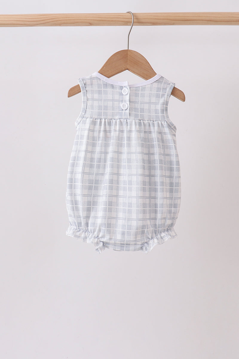 ✨ Blue Faith Quote Embroidered Bubble Romper | Little Blessing Baby Outfit ✨