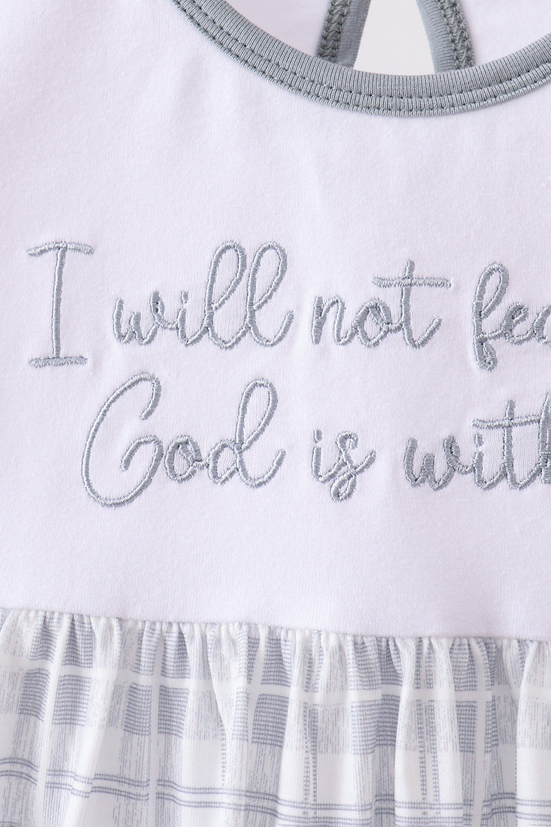 ✨ Blue Faith Quote Embroidered Dress | Blessed Little Girl Outfit ✨