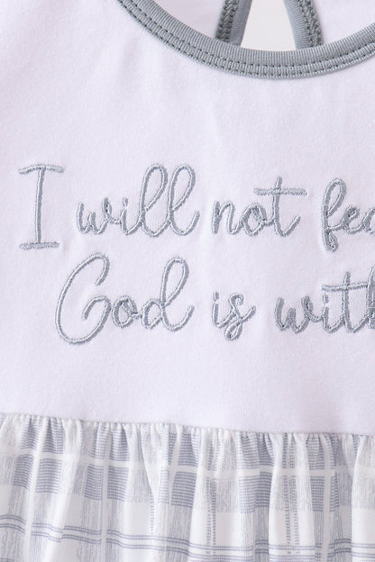 ✨ Blue Faith Quote Embroidered Dress | Blessed Little Girl Outfit ✨