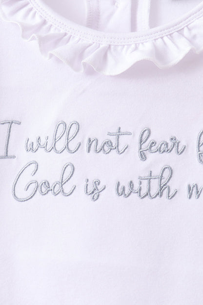 ✨ Blue Faith Quote Embroidered Ruffle Shorts Set | Blessed Little Girl Outfit ✨