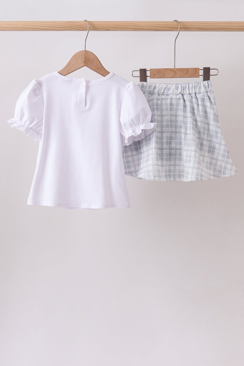 ✨ Blue Faith Quote Embroidered Ruffle Shorts Set | Blessed Little Girl Outfit ✨