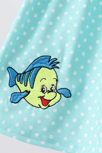🌊🐚 Blue Under the Sea Embroidered Bloomer Set | Ocean-Inspired Baby Outfit ✨