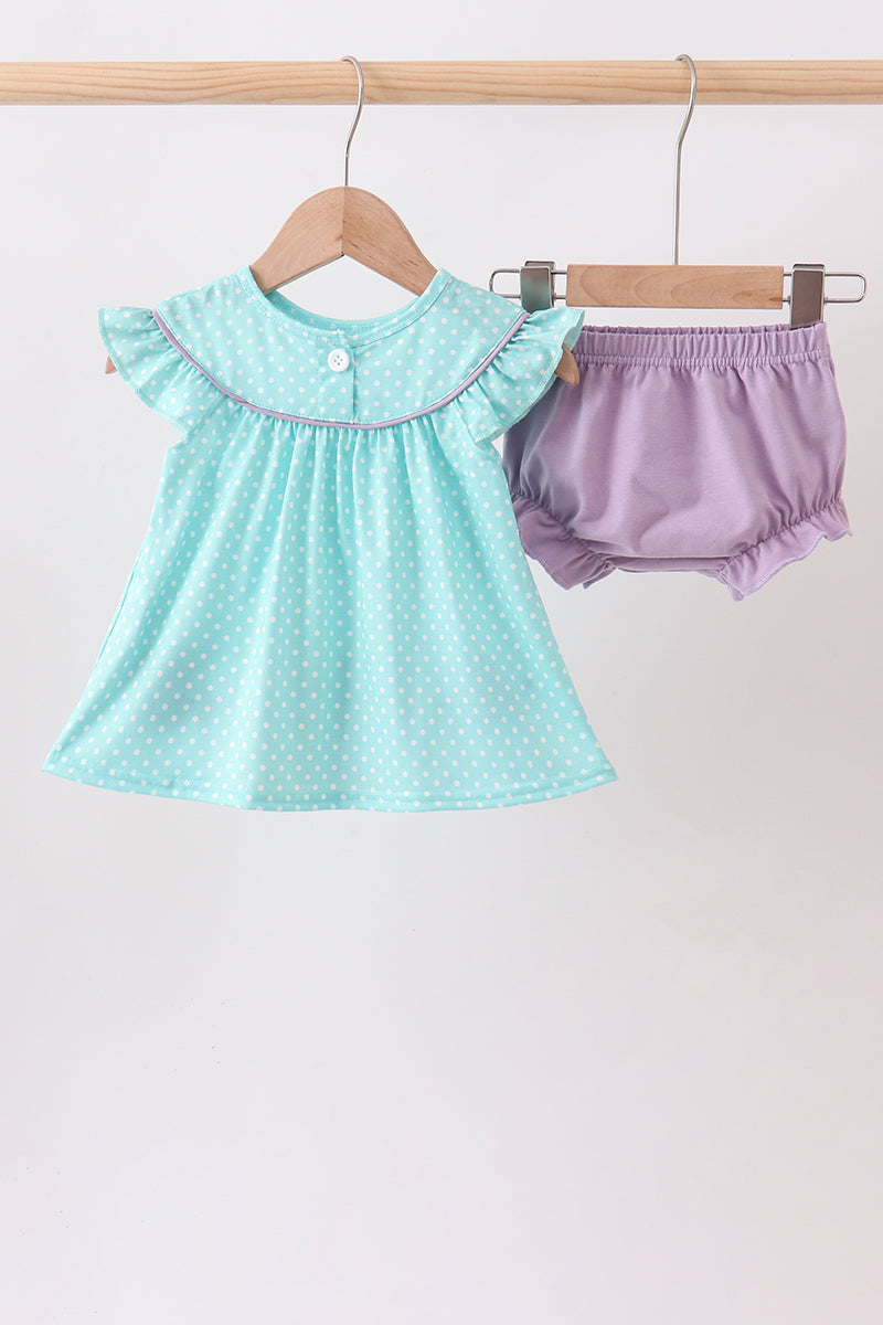 🌊🐚 Blue Under the Sea Embroidered Bloomer Set | Ocean-Inspired Baby Outfit ✨