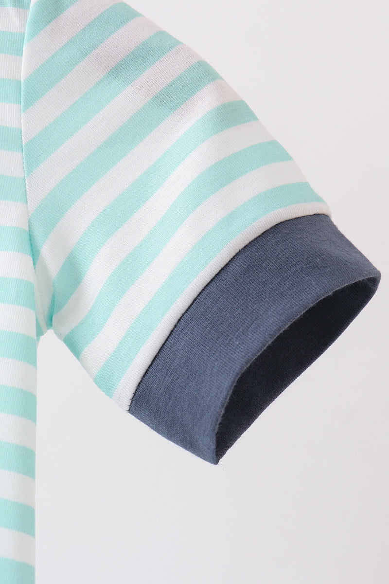 🌊🐚 Blue Stripe Under the Sea Embroidered Bubble | Ocean-Inspired Baby Outfit ✨