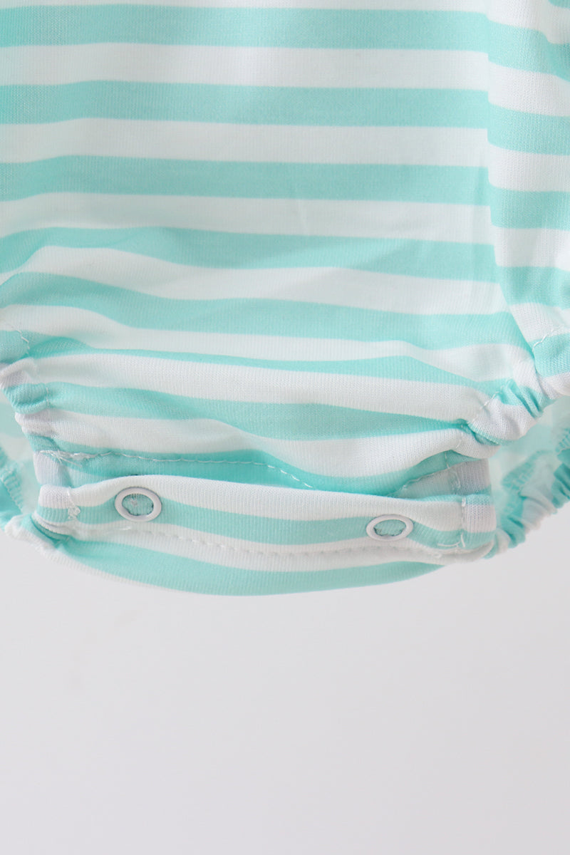 🌊🐚 Blue Stripe Under the Sea Embroidered Bubble | Ocean-Inspired Baby Outfit ✨