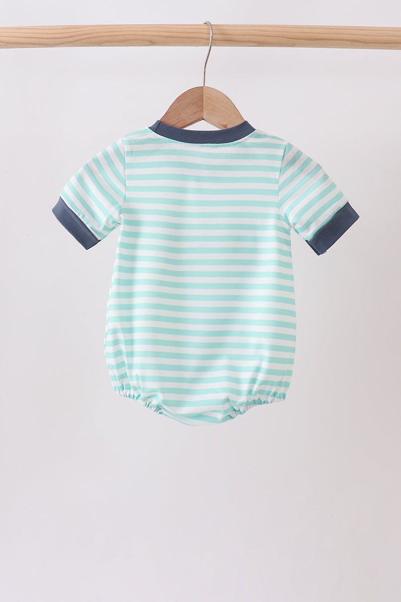🌊🐚 Blue Stripe Under the Sea Embroidered Bubble | Ocean-Inspired Baby Outfit ✨