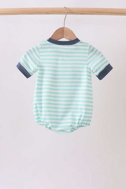 🌊🐚 Blue Stripe Under the Sea Embroidered Bubble | Ocean-Inspired Baby Outfit ✨