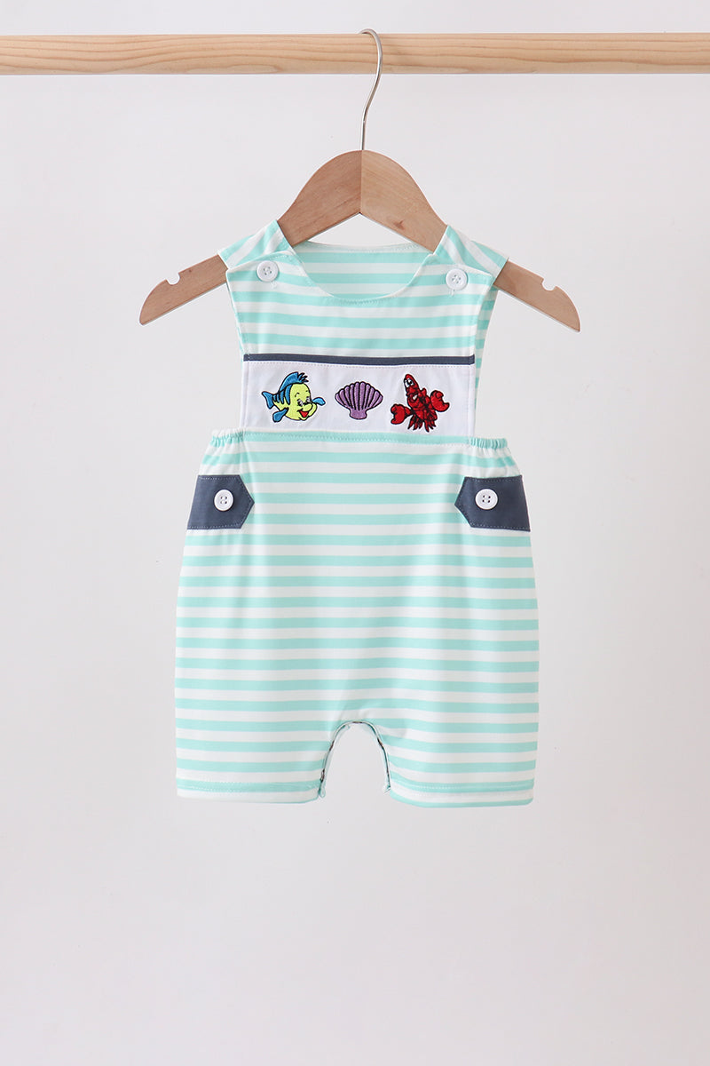 🌊🐚 Blue Under the Sea Jon Jon Embroidered Set | Ocean-Inspired Outfit ✨