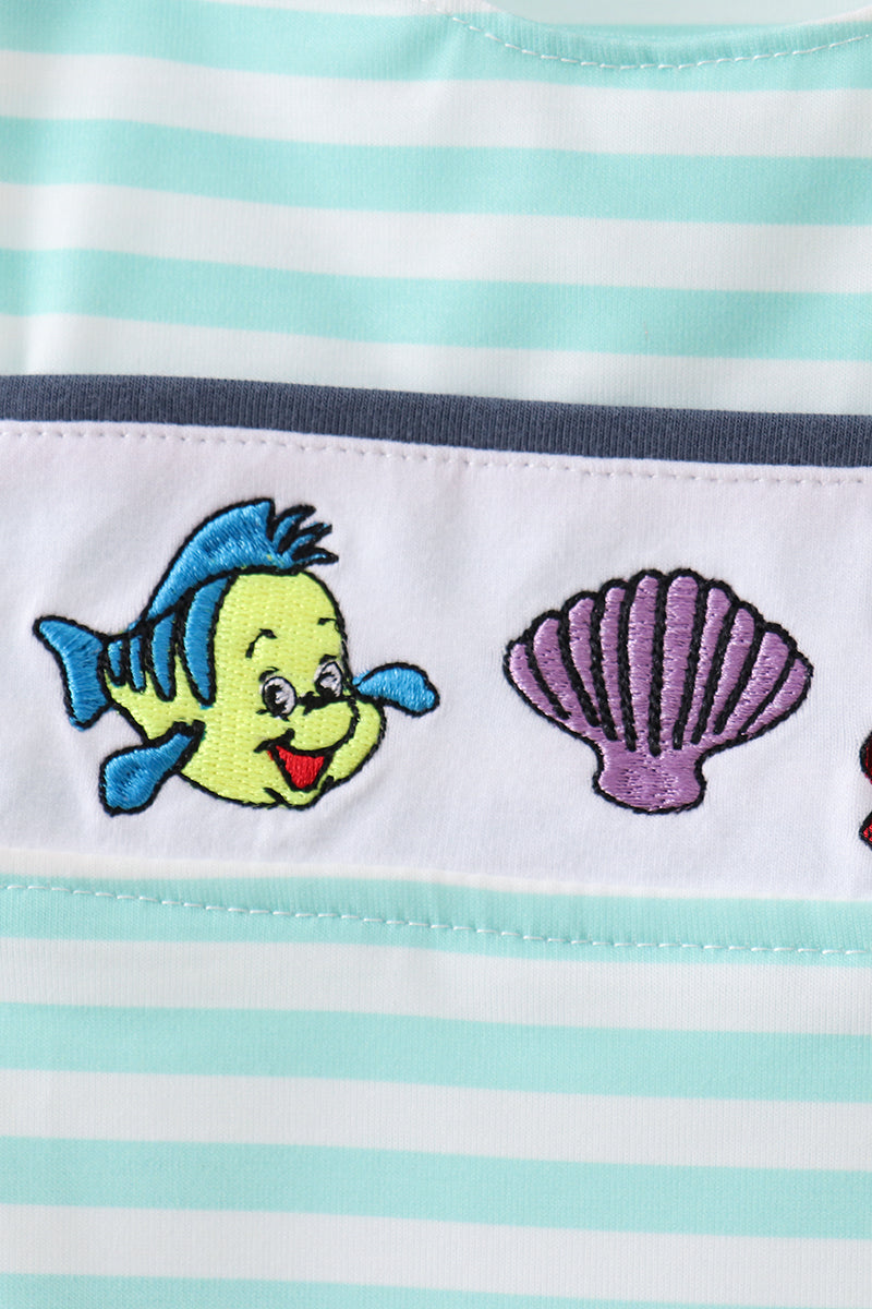 🌊🐚 Blue Under the Sea Jon Jon Embroidered Set | Ocean-Inspired Outfit ✨