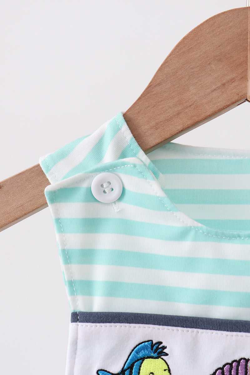 🌊🐚 Blue Under the Sea Jon Jon Embroidered Set | Ocean-Inspired Outfit ✨