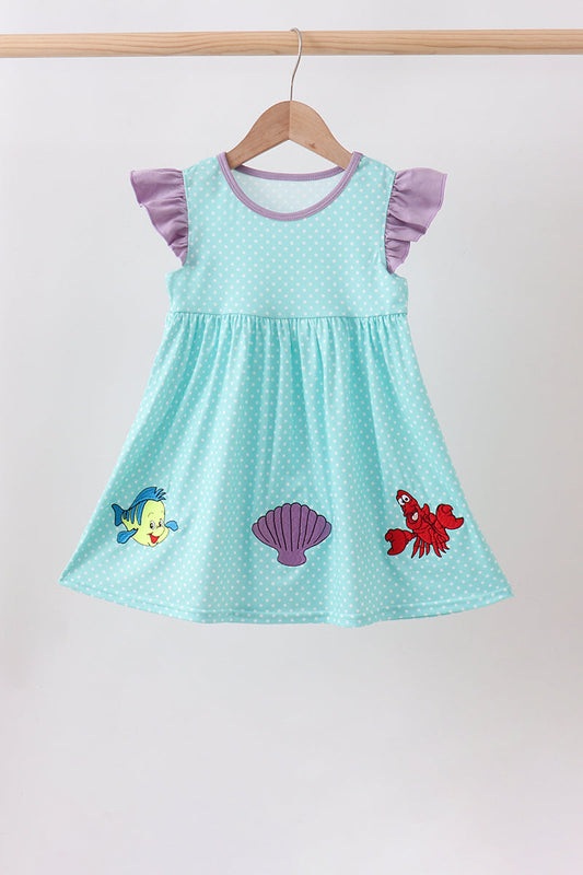 🌊🐚 Blue Under the Sea Embroidered Dress | Ocean-Inspired Baby Girl Outfit ✨