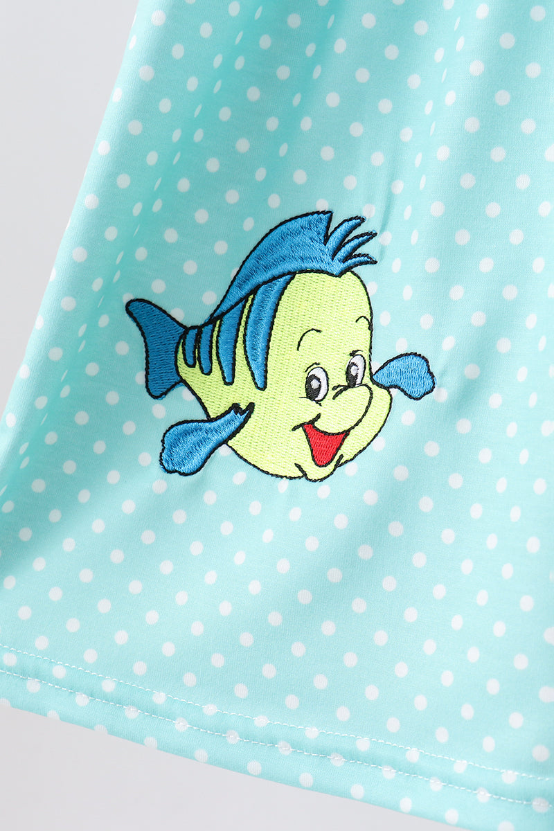 🌊🐚 Blue Under the Sea Embroidered Dress | Ocean-Inspired Baby Girl Outfit ✨