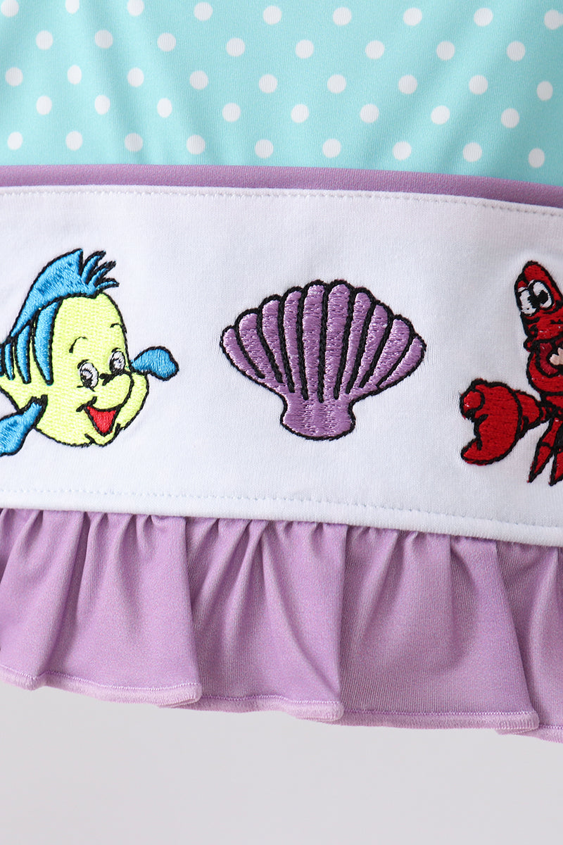 🌊🐚 Blue Under the Sea Embroidered UPF Swim Set | Ocean Baby Swimwear ✨