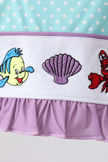 🌊🐚 Blue Under the Sea Embroidered UPF Swim Set | Ocean Baby Swimwear ✨